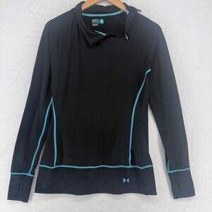 Under Armour Womens Black Fitted Quarter Zip Long Sleeve‎ Athletic Top Size M